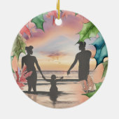 Traditionelles Rot-Grün-Weihnachtsfest-Foto Keramik Ornament (Hinten)