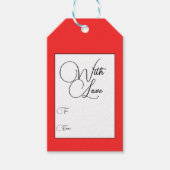 Traditionelles Rot mit Liebe-Geschenketiketten Geschenkanhänger (Vorderseite)