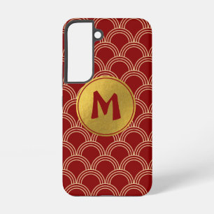 Traditionelles Rot- und Gold-chinesisches Muster-M Samsung Galaxy Hülle