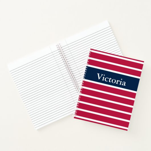 Traditionelles Rot Weiß und Blau Streifen mit Name Notizblock (Innenseite)