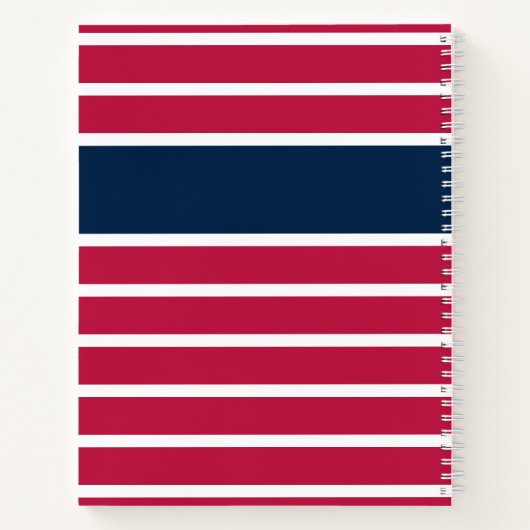 Traditionelles Rot Weiß und Blau Streifen mit Name Notizblock (Rückseite)