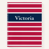 Traditionelles Rot Weiß und Blau Streifen mit Name Notizblock (Vorderseite)