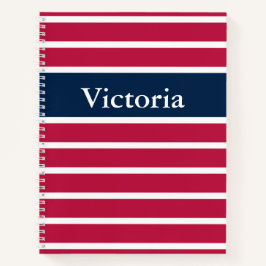 Traditionelles Rot Weiß und Blau Streifen mit Name Notizblock