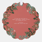 Traditionelles rotes botanisches Weihnachtsfest-Fo Ornament Karte (Rückseite)