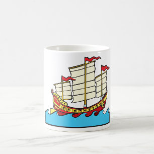 Traditionelles rotes chinesisches Dschunken-Schiff Kaffeetasse