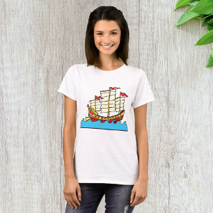 Traditionelles rotes chinesisches Dschunken-Schiff T-Shirt
