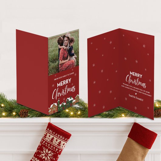 Traditionelles Rotes Foto Frohe Weihnachtsgrüße