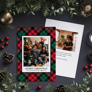 Traditionelles rotes grünes Tartan Frohe Weihnacht Feiertagskarte