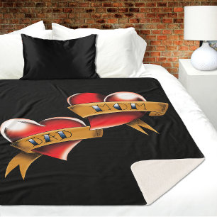 Traditionelles rotes Herz-Eltern-Banner-Tattoo-Des Sherpadecke