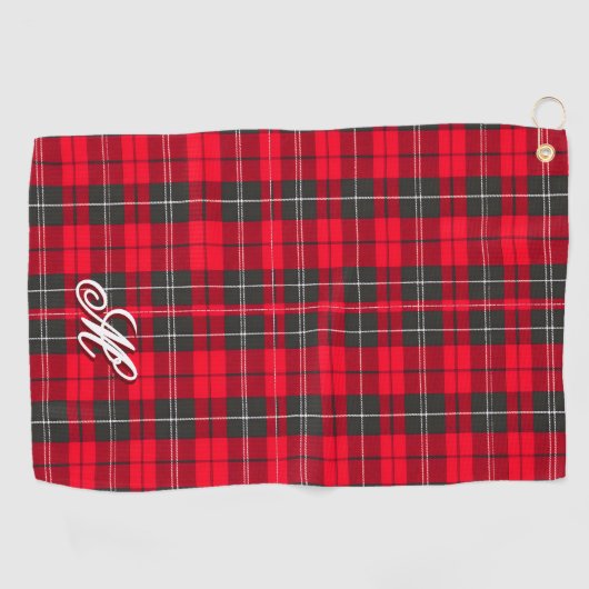 Traditionelles rotes Kariertes Tartan Modern Colle Golfhandtuch (Horizontal)