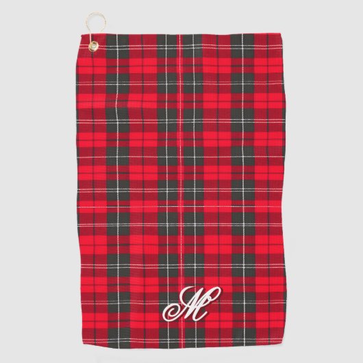 Traditionelles rotes Kariertes Tartan Modern Colle Golfhandtuch (Vorderseite)