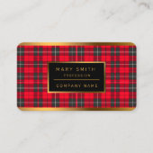 Traditionelles rotes Kariertes Tartan Modern Colle Visitenkarte (Vorderseite)
