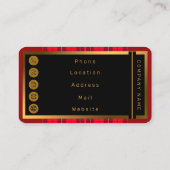 Traditionelles rotes Kariertes Tartan Modern Colle Visitenkarte (Rückseite)