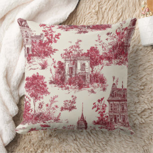 Traditionelles rotes Land-Toile-Muster Kissen
