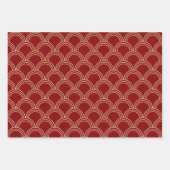 Traditionelles rotes und goldenes chinesisches Mus Geschenkpapier Set (Vorderseite)