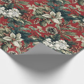 Traditionelles Rotes Weihnachtsgebäck und Pinecone Geschenkpapier (Ecke)