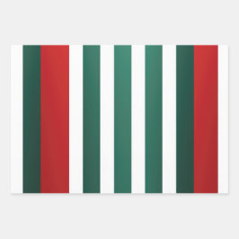 Traditionelles Rotes Weiß und Grün Weihnachten Geschenkpapier Set