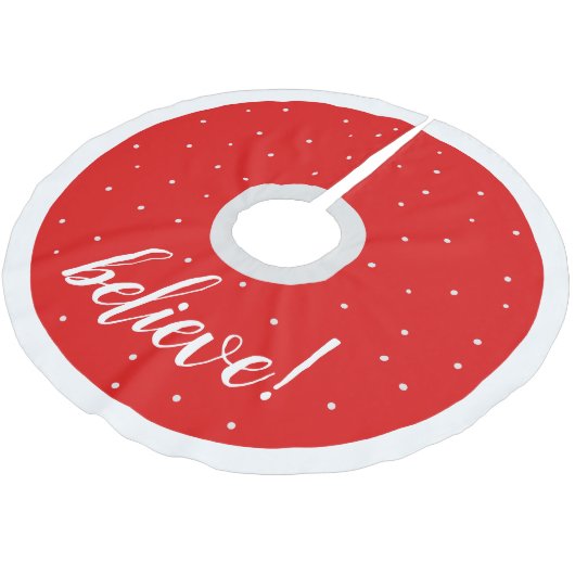 Traditionelles Rotes Weiß Weihnachten Polyester Weihnachtsbaumdecke (Schrägansicht)