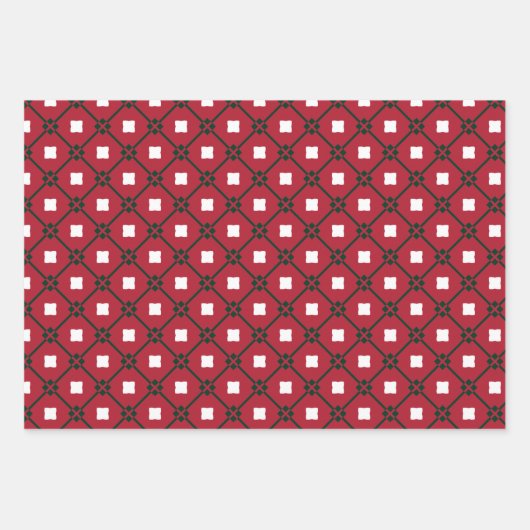 Traditionelles rotes, weißes und grünes Muster und Geschenkpapier Set (Vorderseite)