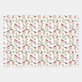 Traditionelles Rotgrünes Weihnachtsgebäck Santa Geschenkpapier Set (Vorderseite 3)