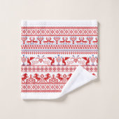 Traditionelles Rotrussisches Ornament Badhandtuch Set (Waschlappen)