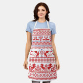 Traditionelles Rotrussisches Ornament Schürze (Getragen)