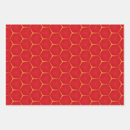 Traditionelles Royal Red & Gold Geschenkpapier Set