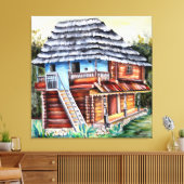Traditionelles rumänisches altes Haus in Siebenbür Leinwanddruck (Insitu (Wohnzimmer))