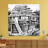 Traditionelles rumänisches altes Haus in Siebenbür Leinwanddruck (Insitu (Wohnzimmer))