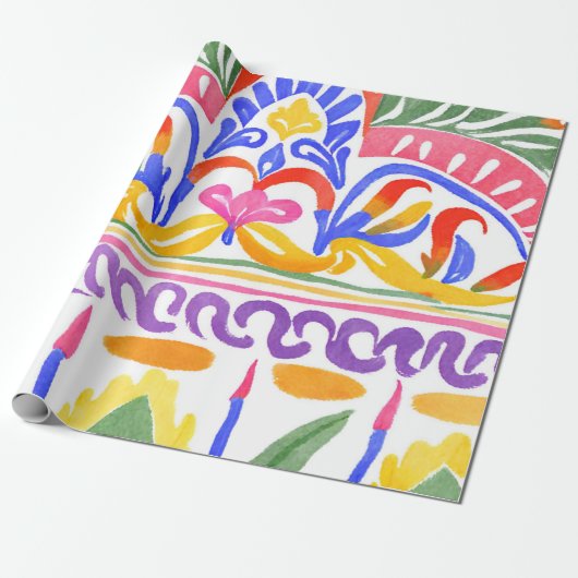 traditionelles rumänisches Dekor Geschenkpapier (Ungerollt)