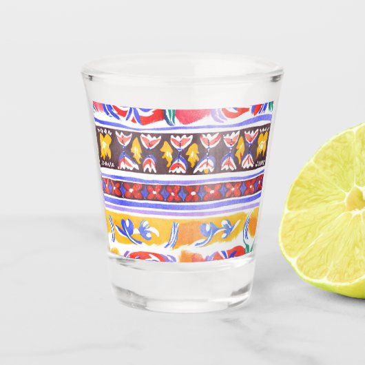 traditionelles rumänisches Dekor Schnapsglas (Vorderseite)