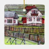 Traditionelles rumänisches Haus - Aquarellmalerei Keramikornament (Rückseite)