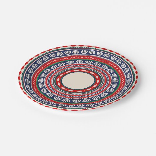 Traditionelles rumänisches Muster Pappteller (Schrägansicht)