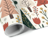 Traditionelles rustikales Weihnachtsbaummuster Geschenkpapier (Rolleneckpunkt)