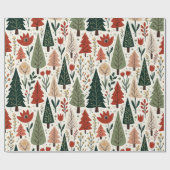 Traditionelles rustikales Weihnachtsbaummuster Geschenkpapier (Flach)