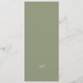 Traditionelles Salbeigrünes Monogramm-Hochzeit Menükarte (Rückseite)