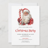 Traditionelles Santa-Wasserfarben-Weihnachtsessen Einladung (Vorderseite)