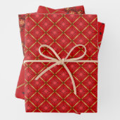 Traditionelles Scarlet Red & Gold 3 Stück Wrap Set Geschenkpapier Set (Beispiel)