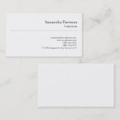 Traditionelles Schlicht Weißes Minimalistisch Einf Visitenkarte (Vorne/Hinten)