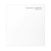 Traditionelles Schlichtes Weiß Minimalistisch Notizblock (Vorderseite)