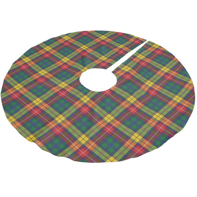 Traditionelles schottisches, Kariertes Muster Buch Polyester Weihnachtsbaumdecke (Schrägansicht)