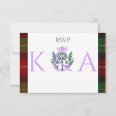 Traditionelles schottisches Tartan Border & Thistl RSVP Karte (Rückseite)