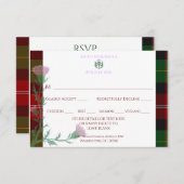 Traditionelles schottisches Tartan Border & Thistl RSVP Karte (Vorne/Hinten)