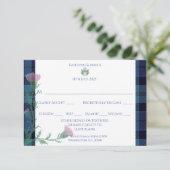 Traditionelles schottisches Tartan Border & Thistl RSVP Karte (Stehend Vorderseite)