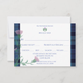 Traditionelles schottisches Tartan Border & Thistl RSVP Karte