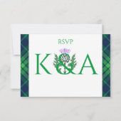 Traditionelles schottisches Tartan Border & Thistl RSVP Karte (Rückseite)