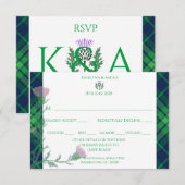Traditionelles schottisches Tartan Border & Thistl RSVP Karte (Vorne/Hinten)