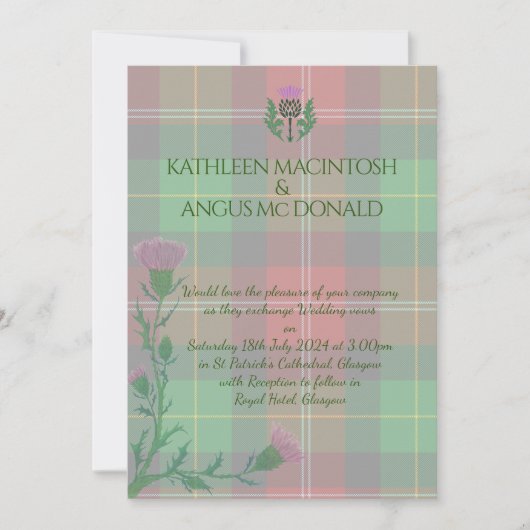 Traditionelles schottisches Tartan und Schottland Einladung (Vorderseite)