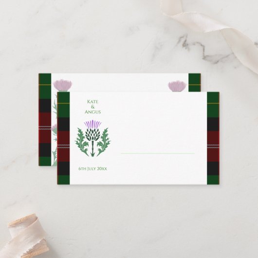 Traditionelles schottisches Tartan und Schottland  Platzkarte (Vorderseite/Rückseite Beispiel)