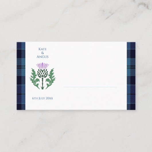 Traditionelles schottisches Tartan und Schottland  Platzkarte (Vorderseite)